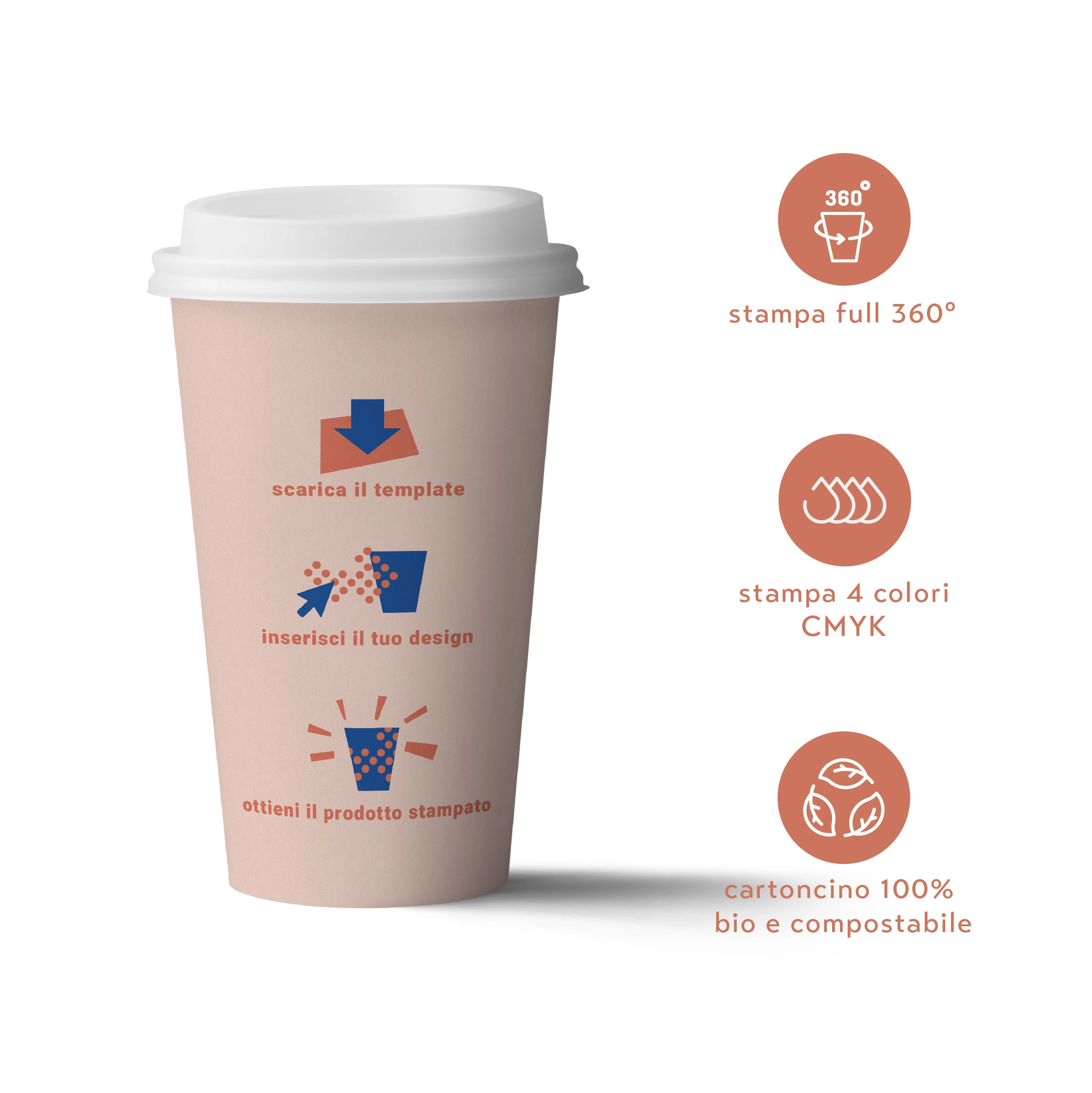 Bicchieri personalizzati biodegradabili cartoncino 500ml -D90 - View1