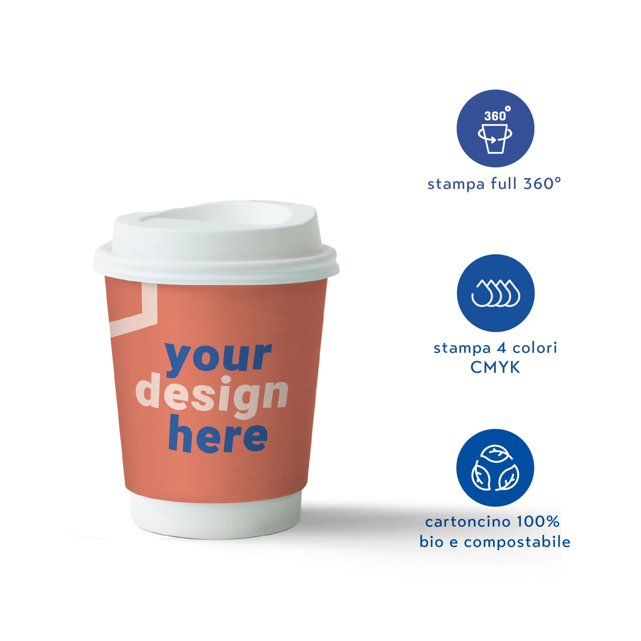 Bicchieri personalizzati biodegradabili cartoncino doppio strato 360ml - D90 - Main view