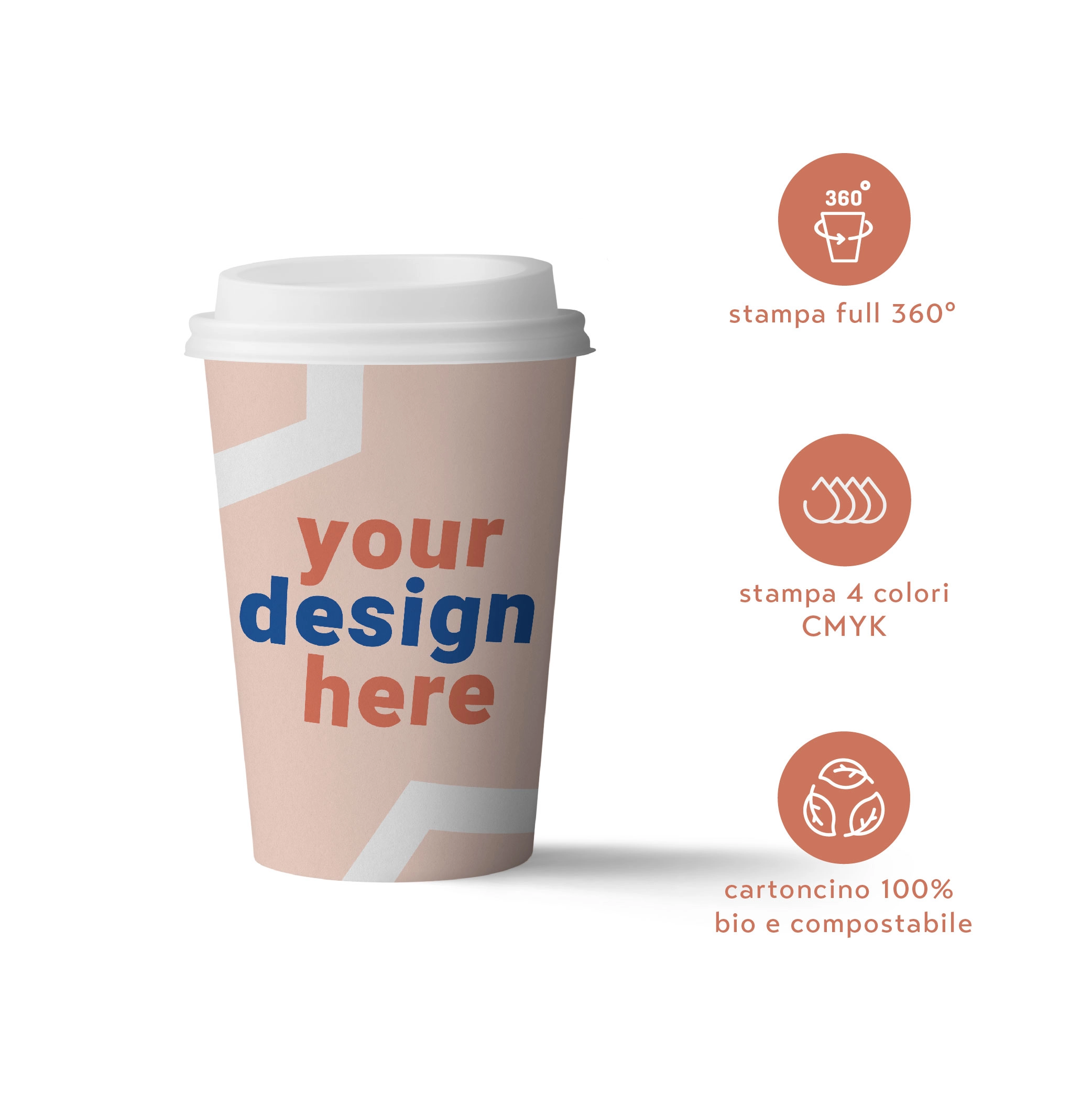 Bicchieri personalizzati biodegradabili cartoncino 360ml - D90 - Main view