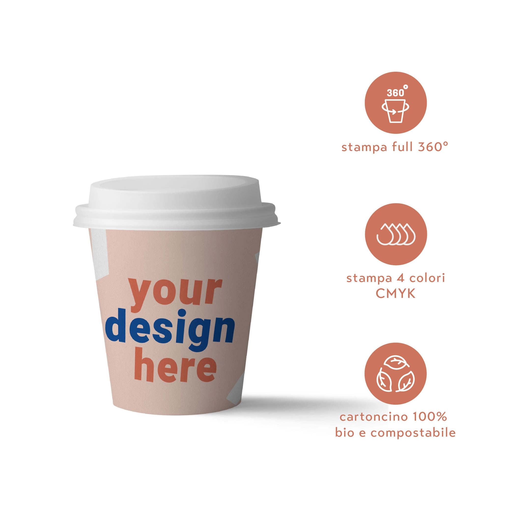 Bicchieri personalizzati biodegradabili cartoncino 240ml - D80 - Main view