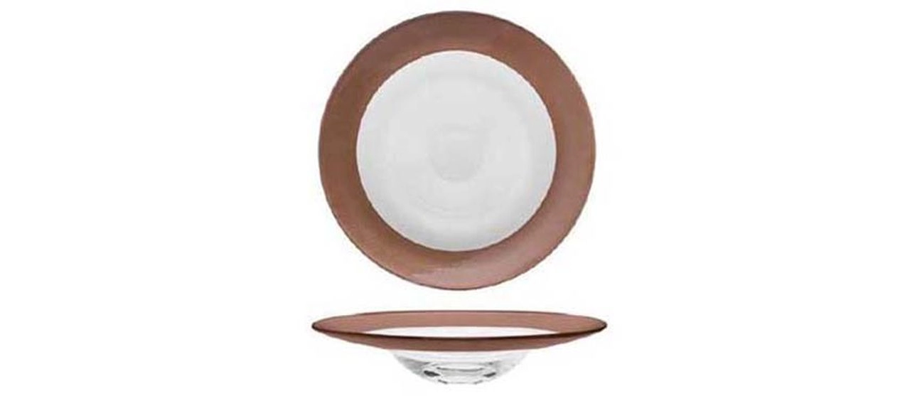 Piatto pasta in vetro con fascia rame metallizzato | Varottostore