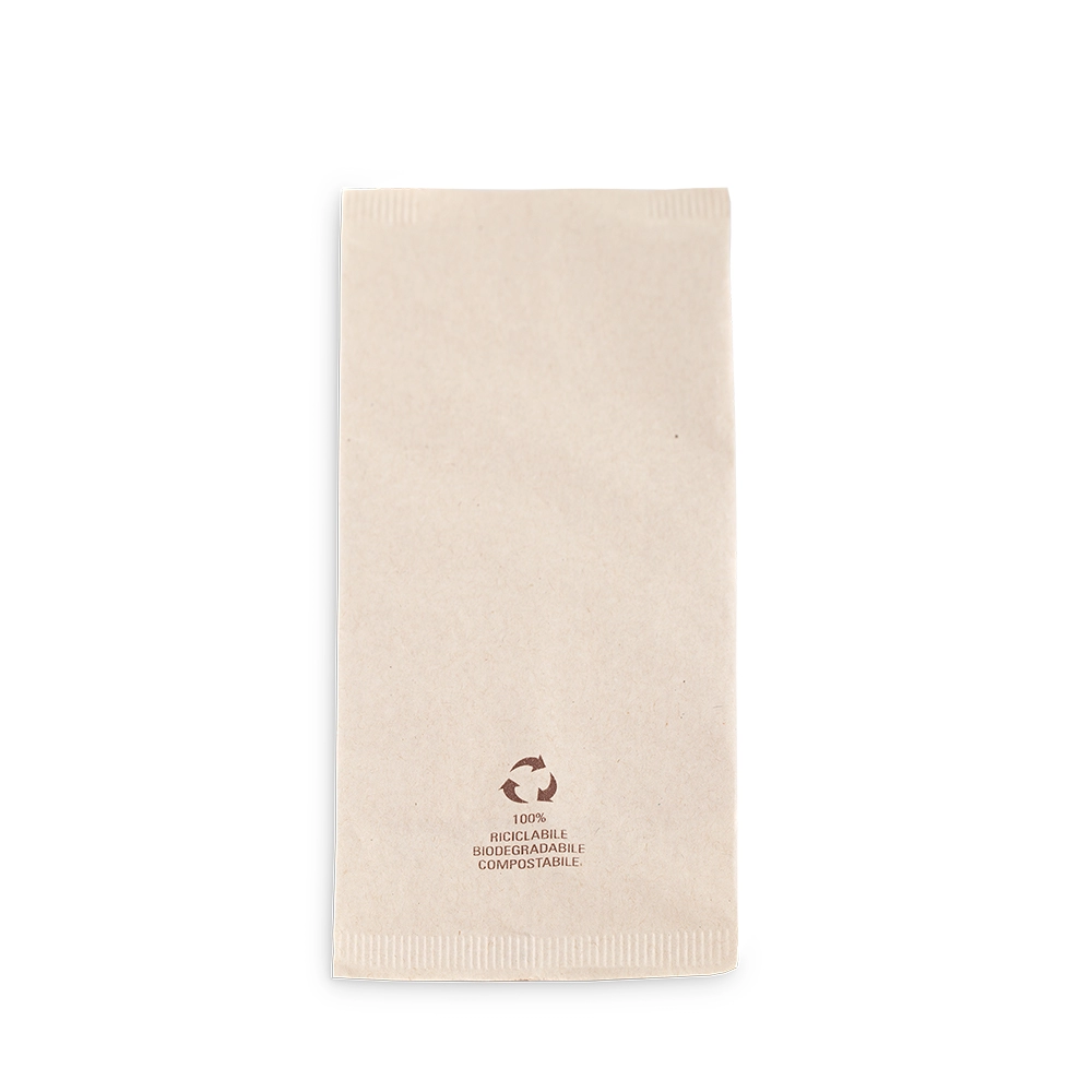 Busta portaposate in carta riciclata compostabile con tovagliolo Eco - Avana - Main view
