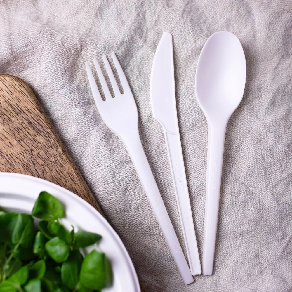 Cucchiaio compostabile in CPLA - Bianco - View1