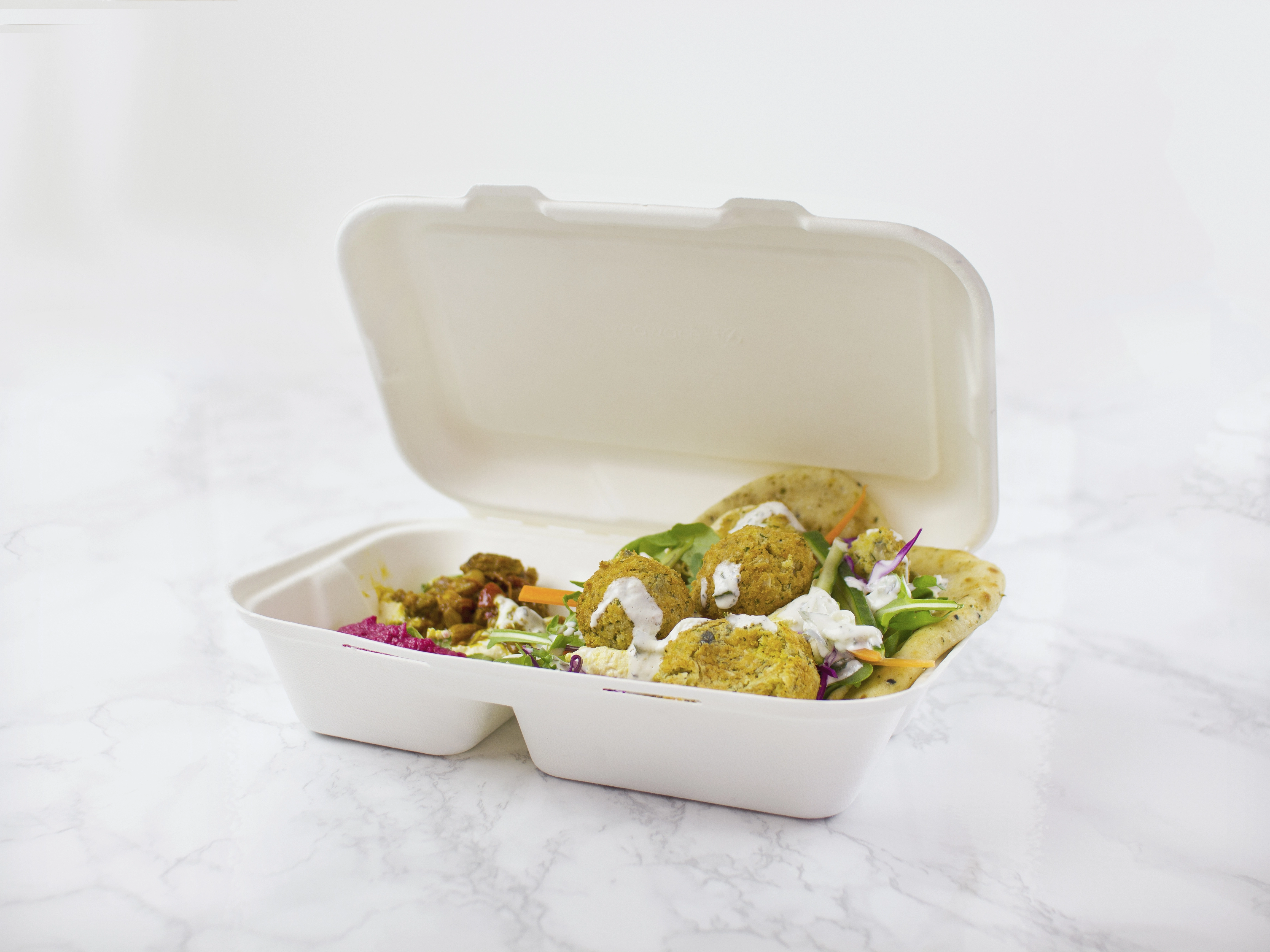 Contenitore asporto con coperchio 2 scomparti - 1000ml  - View1