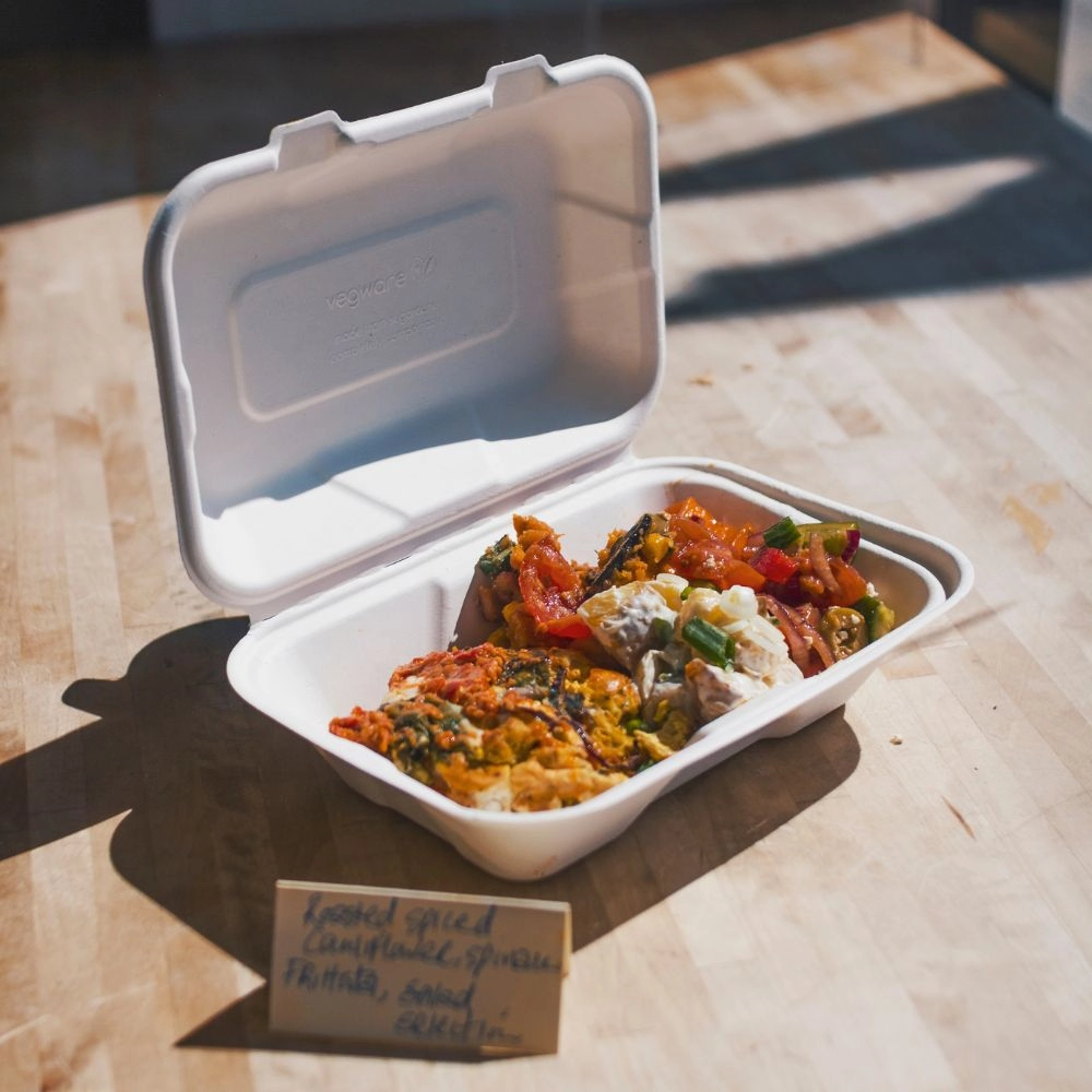 Contenitore asporto con coperchio biodegradabile - 1000ml - 23x15x7,5cm - View1