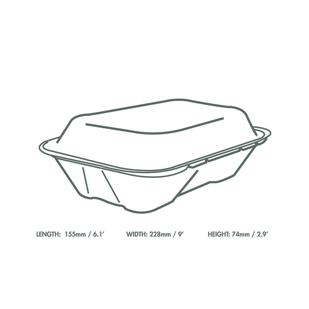 Contenitore asporto con coperchio biodegradabile - 1000ml - 23x15x7,5cm  - View2