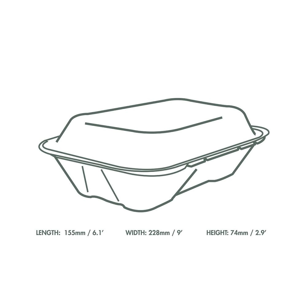 Contenitore asporto con coperchio biodegradabile - 1000ml - 23x15x7,5cm - PROMO - View2