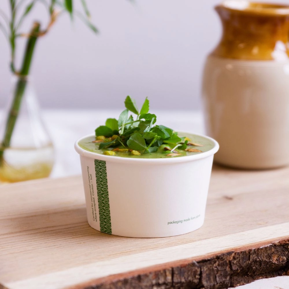 Ciotole asporto in cartoncino -350ml serie green stripe - D115 - View1