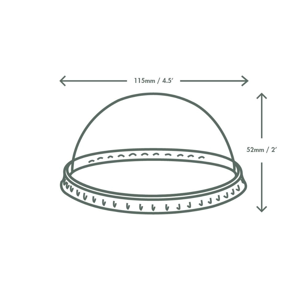 Coperchi trasparenti a cupola in PLA per ciotole in cartoncino da 350-650ml -D115 - PROMO - View2
