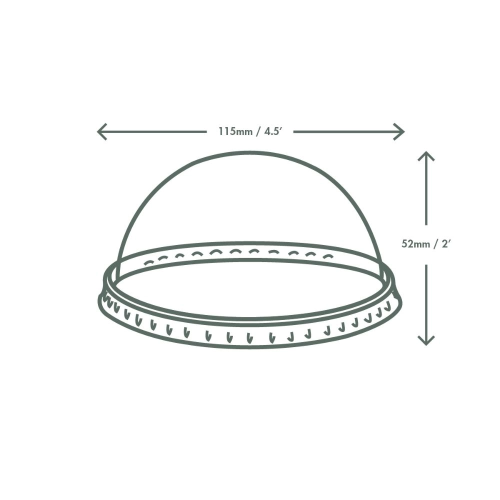 Coperchi trasparenti a cupola in PLA per ciotole in cartoncino da 350-650ml -D115 - View2