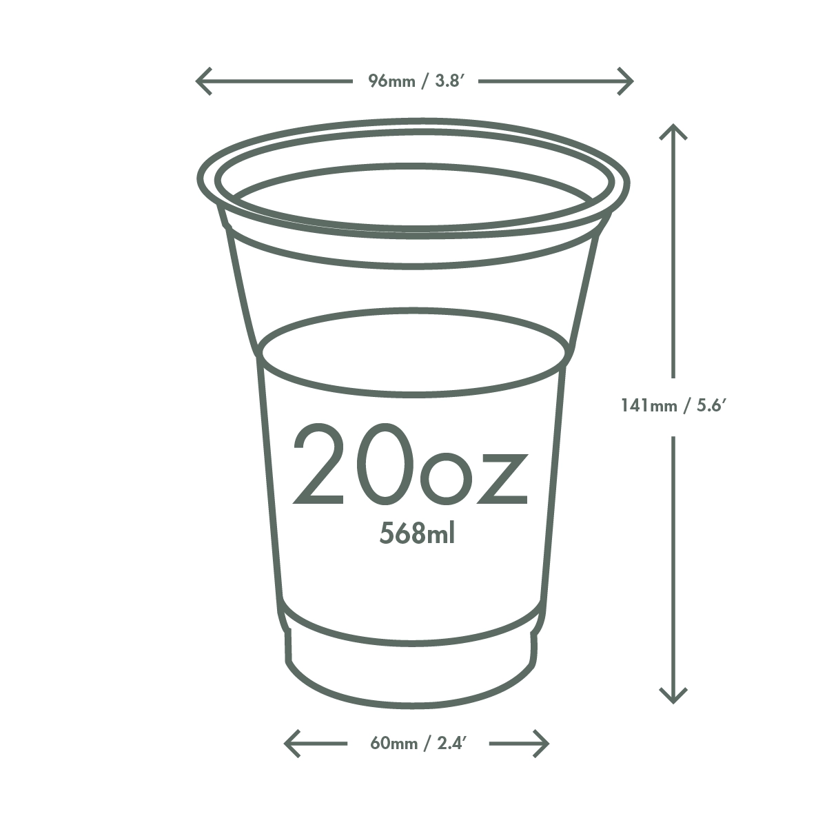 Bicchieri PLA trasparente Premium per Smoothies - 600ml/20oz - D96 - PROMO - View1