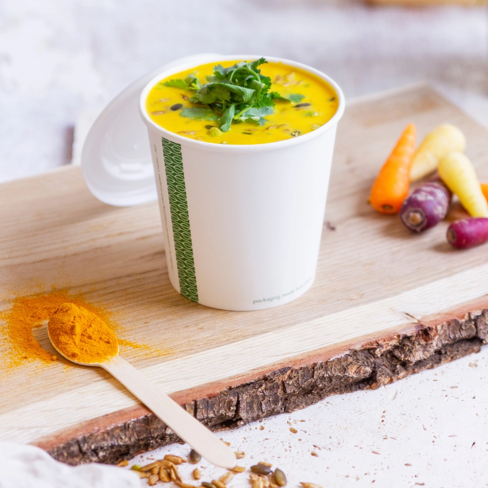Ciotole asporto zuppe in cartoncino - 650ml serie green stripe - View1