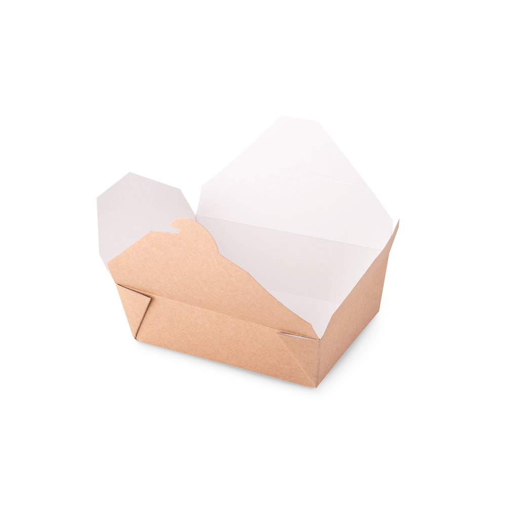 Lunch box 750 ml in cartoncino bio - 14x10x5 cm avana - FINE SERIE - View1