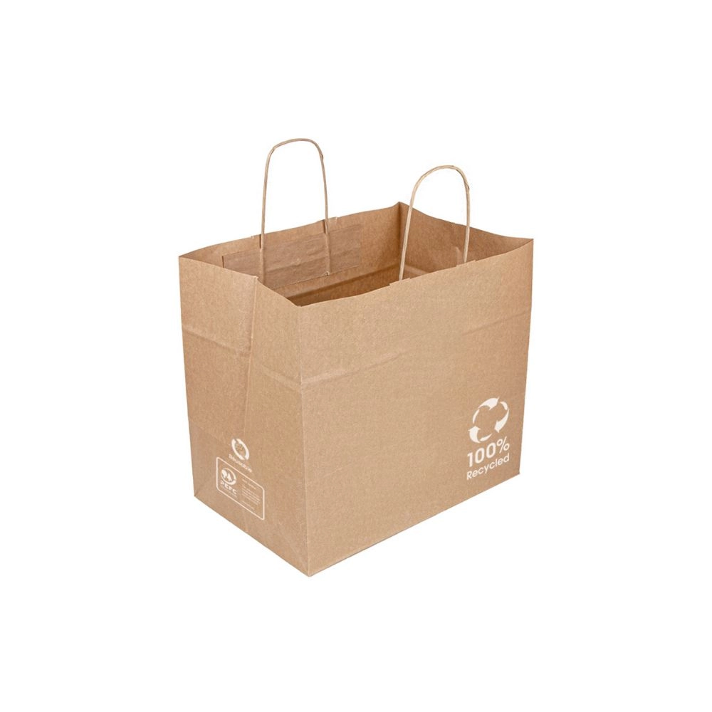 Shopper carta riciclata 90gr fondo largo per asporto -32X21X28,5h cm - Main view