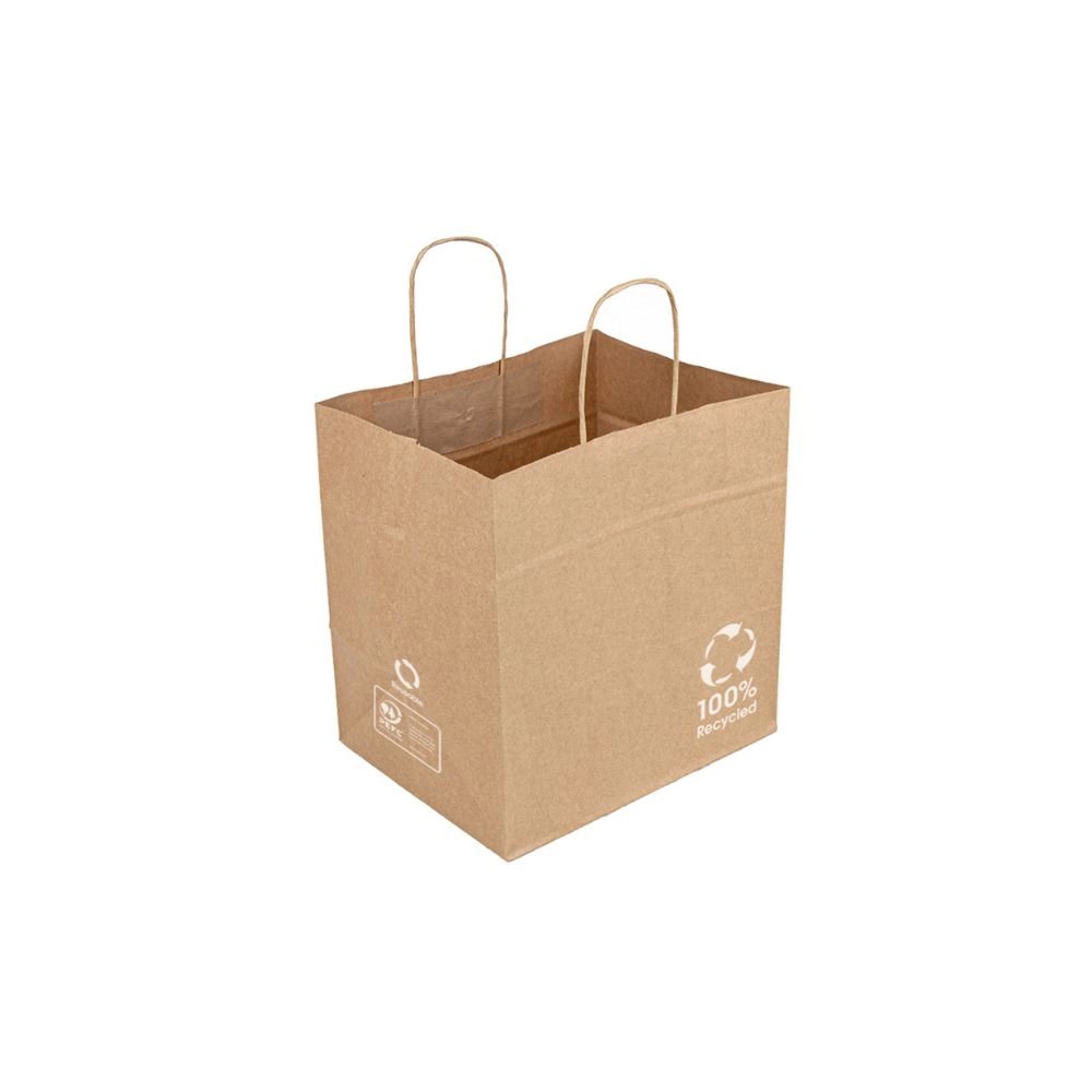 Shopper carta riciclata 80gr fondo largo per asporto -26x17x24h cm - Main view
