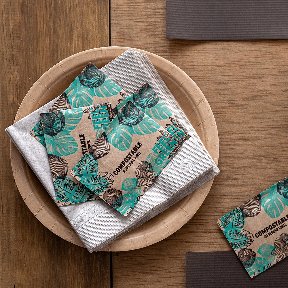 Salvietta rinfrescante compostabile imbustata singolarmente 6x8cm - View3