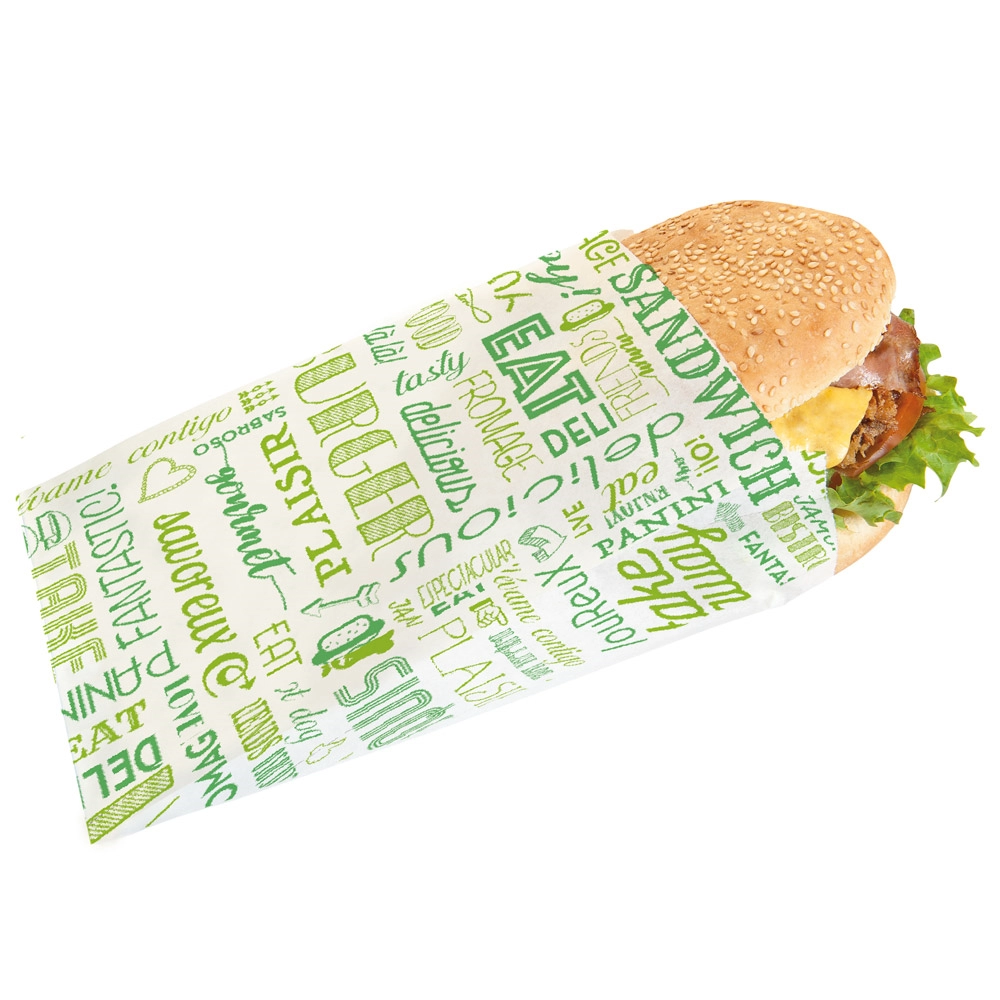 Sacchetto in carta antiunto 35 gr - 12x7x18h cm 'Green Word' - PROMO - View2