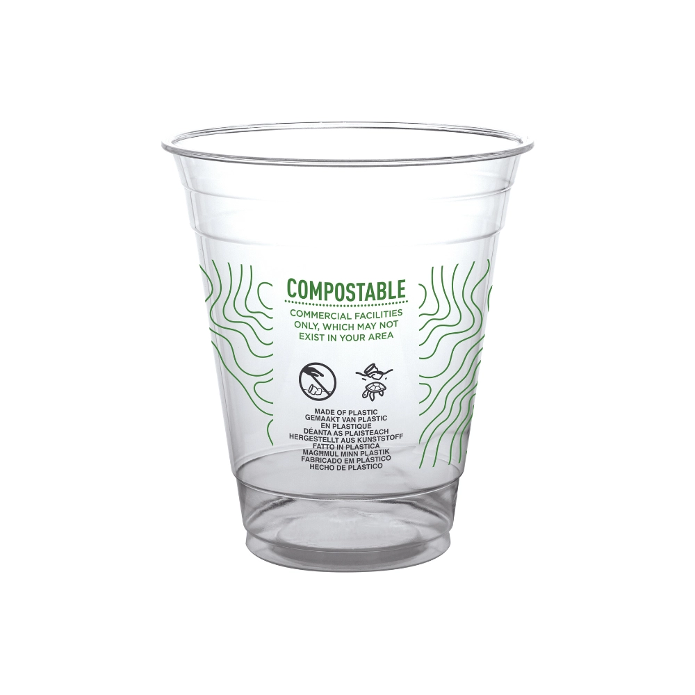 Bicchieri PLA trasparente Premium per Smoothies - tacca 300ml (360ml/12oz raso) - D96 - View1