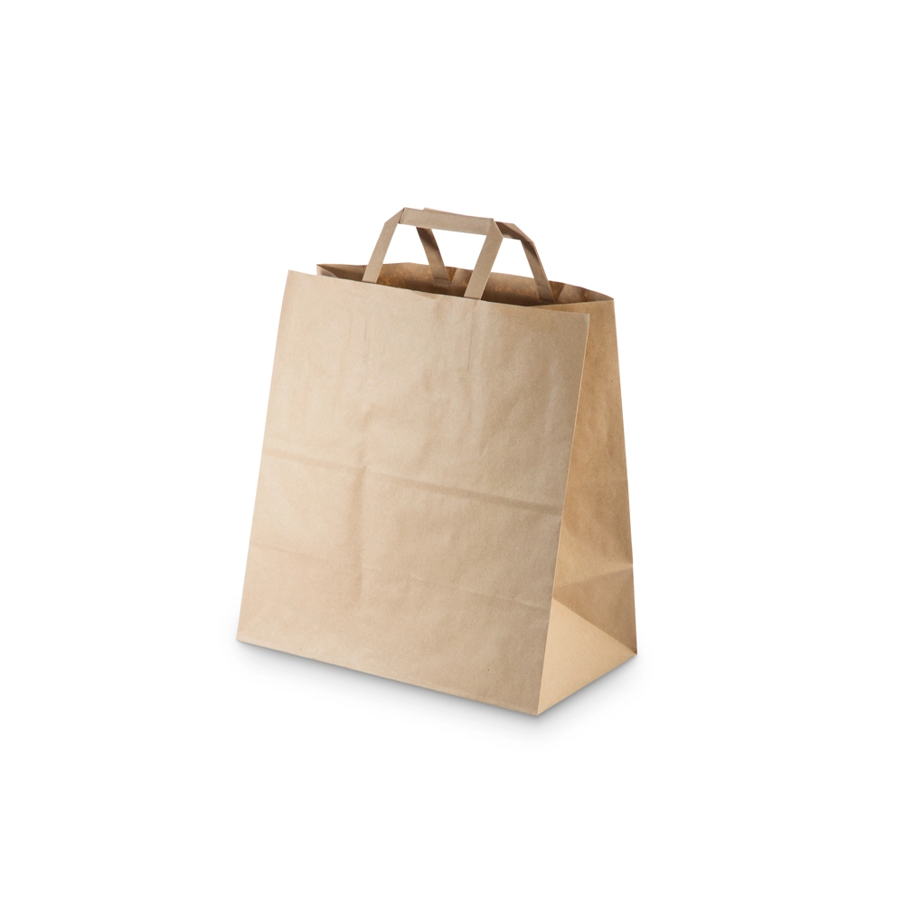 Shopper carta riciclata RINFORZATA 90gr fondo largo per asporto misura media -28x16x30h cm - Main view