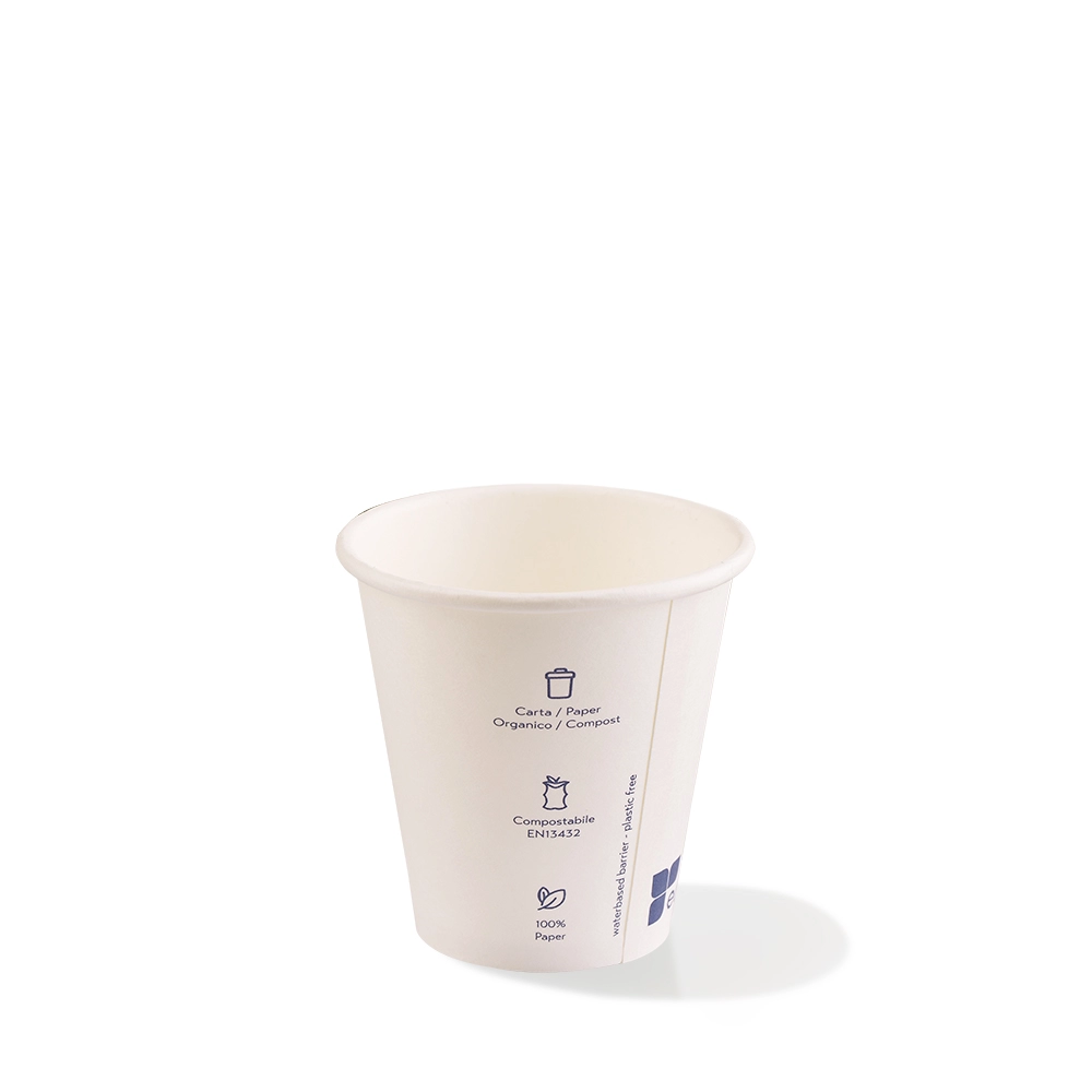 Bicchieri bio espresso 3oz / 80ml bianchi “Eco to go BLU” - Water based barrier - PROMO - View1