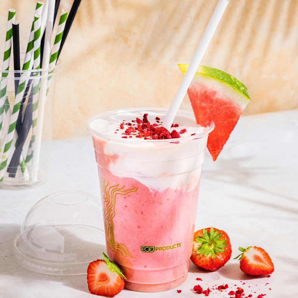 Bicchieri PLA trasparente Premium per Smoothies - tacca 300ml (360ml/12oz raso) - View2