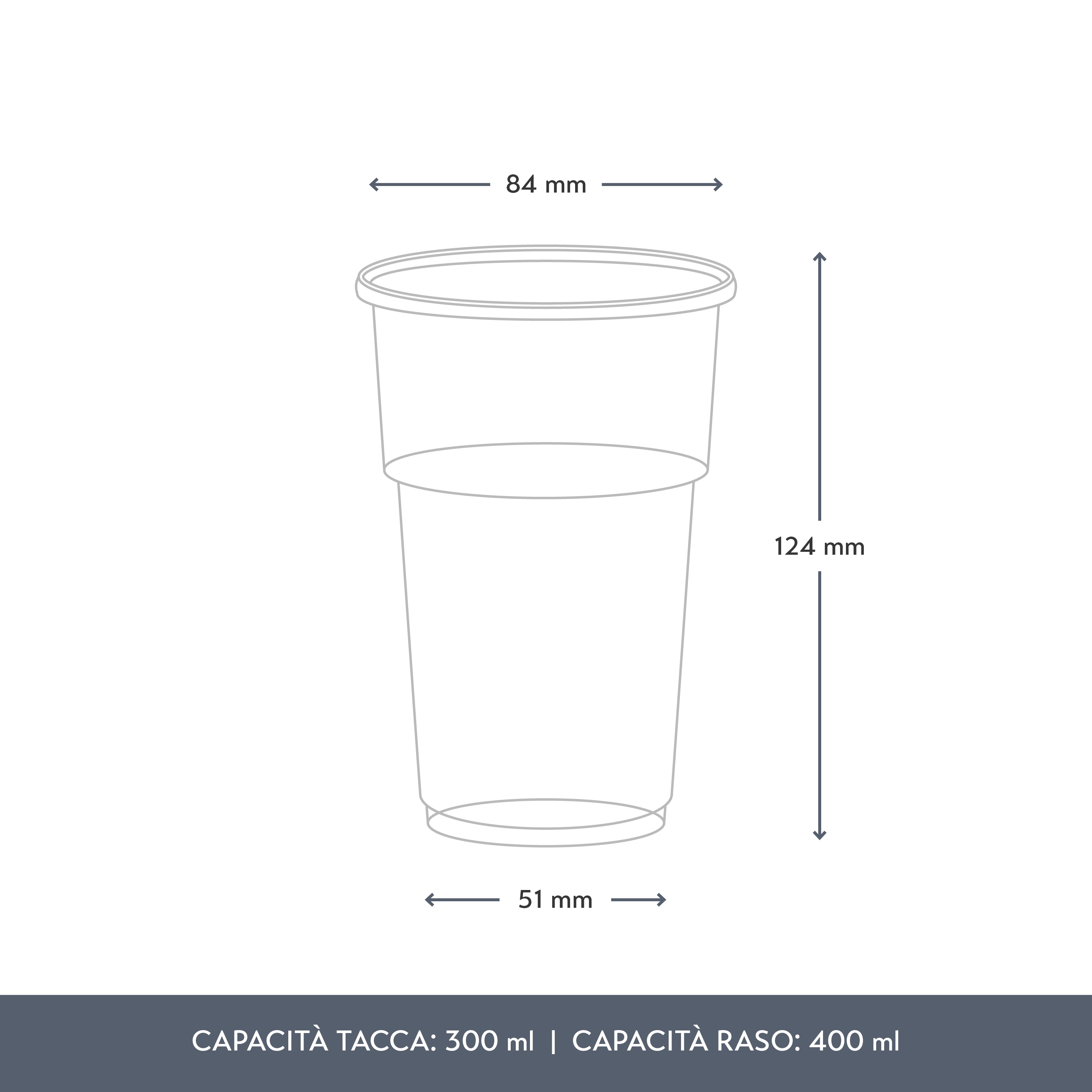 Bicchieri biodegradabili in PLA, tacca CE a 300ml (400ml raso)-D84 - View1