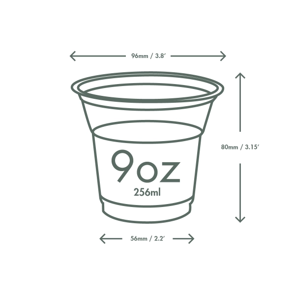 Bicchieri PLA trasparente Premium per Smoothies 270ml/9oz - D96 - View2