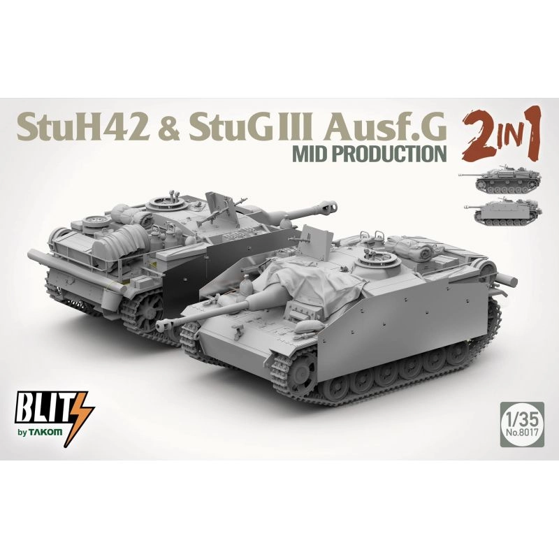 TAKOM Maquette Char StuH 42 & StuG III Ausf.G 2 En 1 – 1/35, 4 Marquages, Plastique