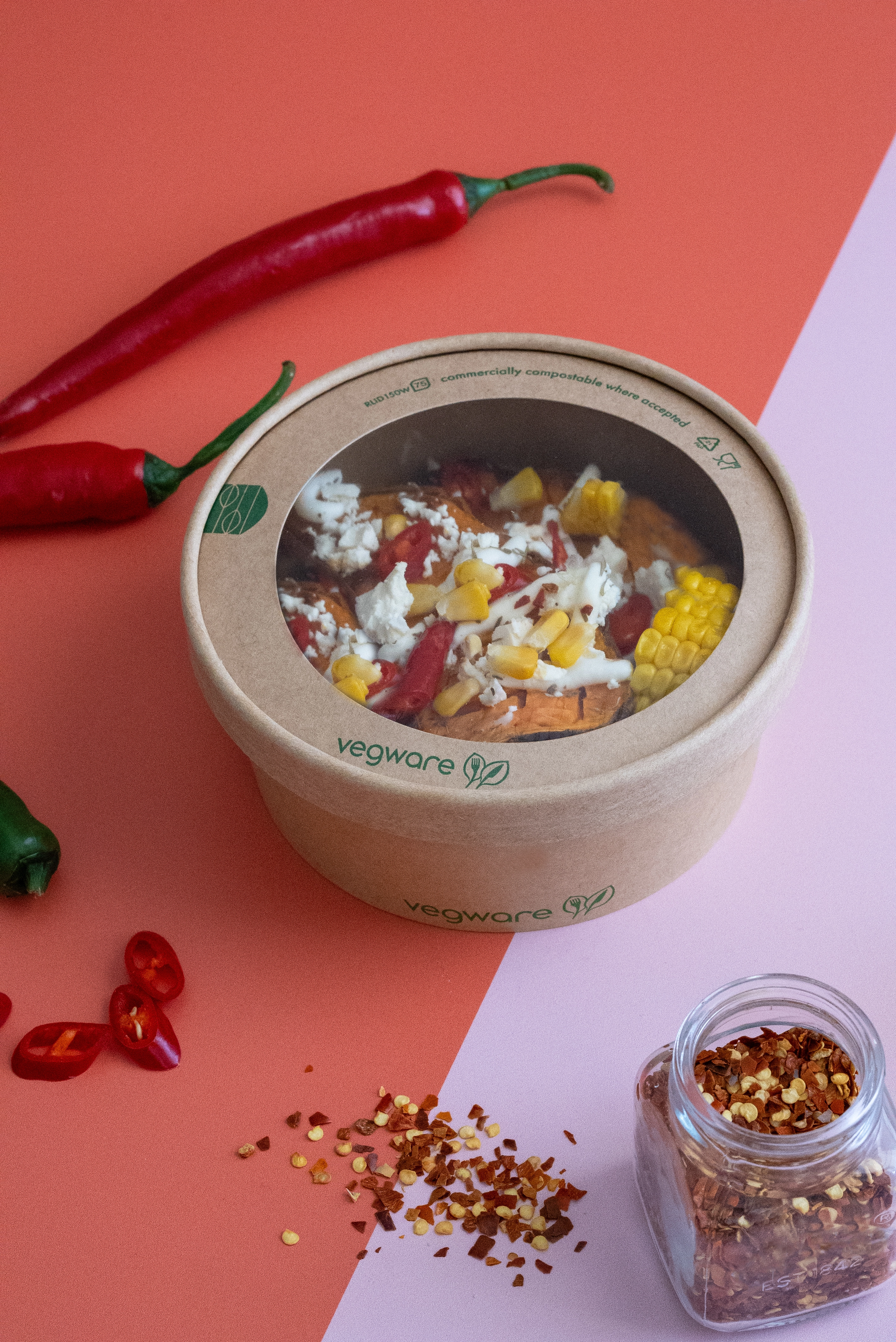 Coperchi in cartoncino con finestra per ciotole Kraft - D150 - View2