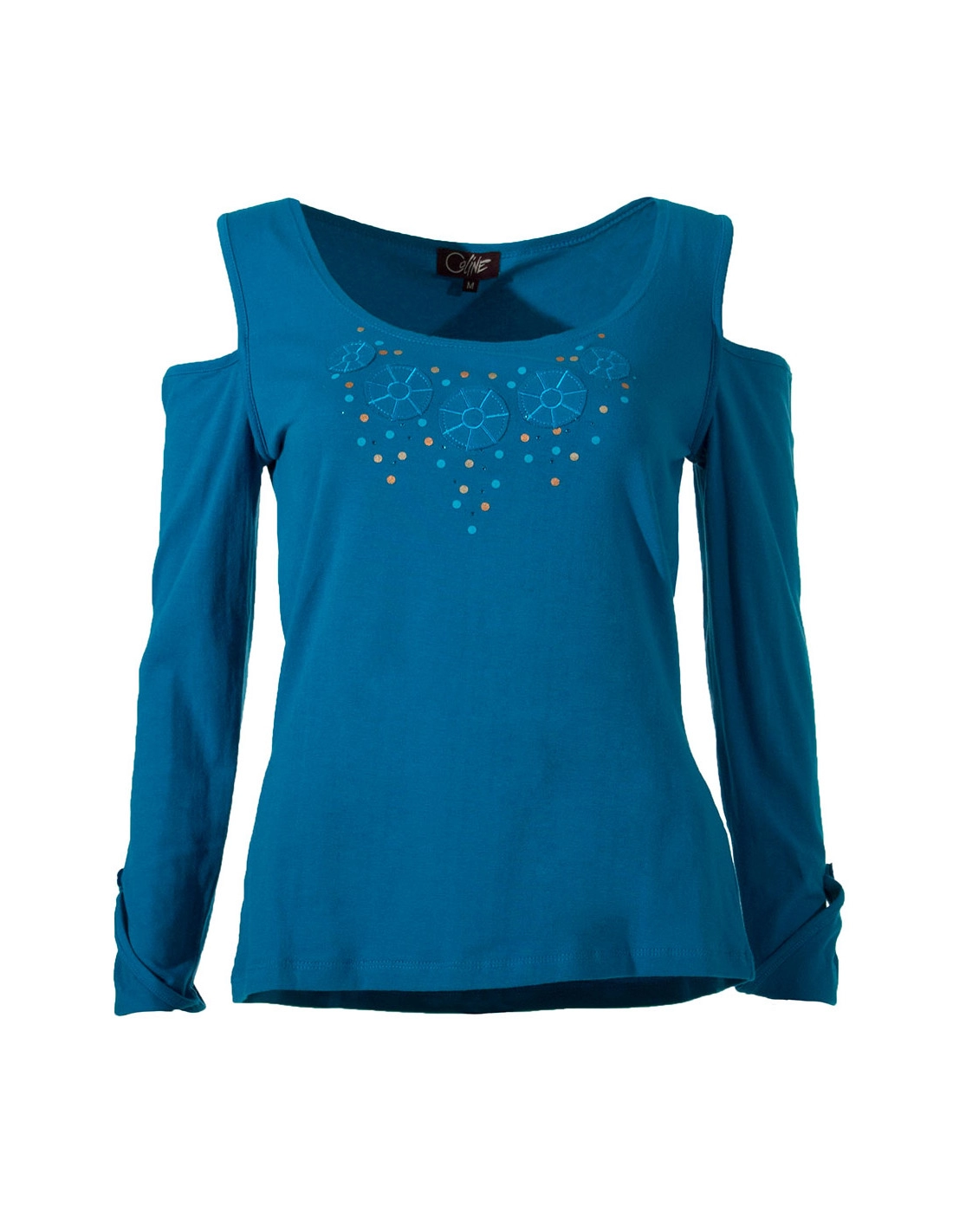 Blue Summer T-shirt Bare Shoulders