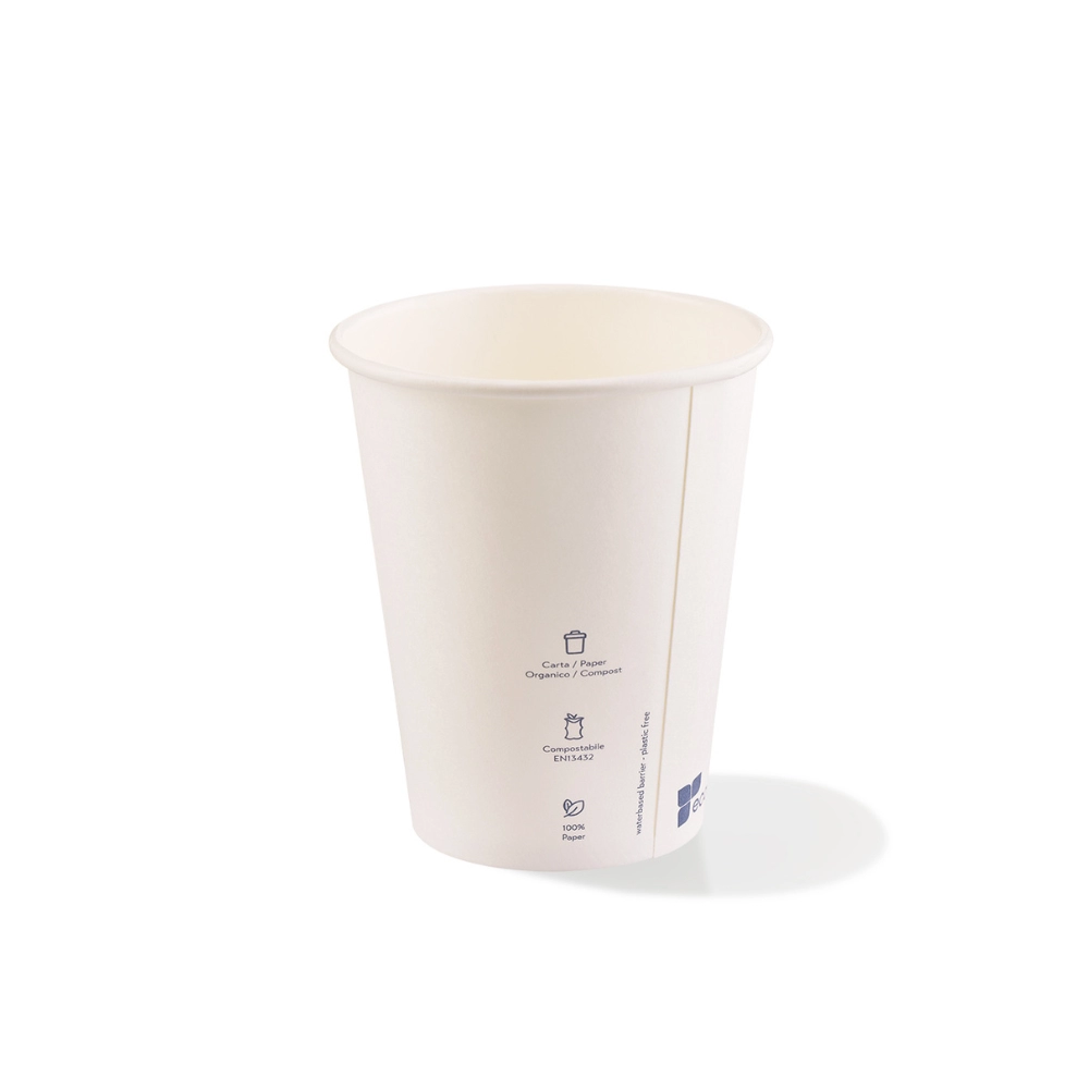 Bicchieri bio 240ml bianchi “Eco to go BLU”- Water based barrier - D80  - View1