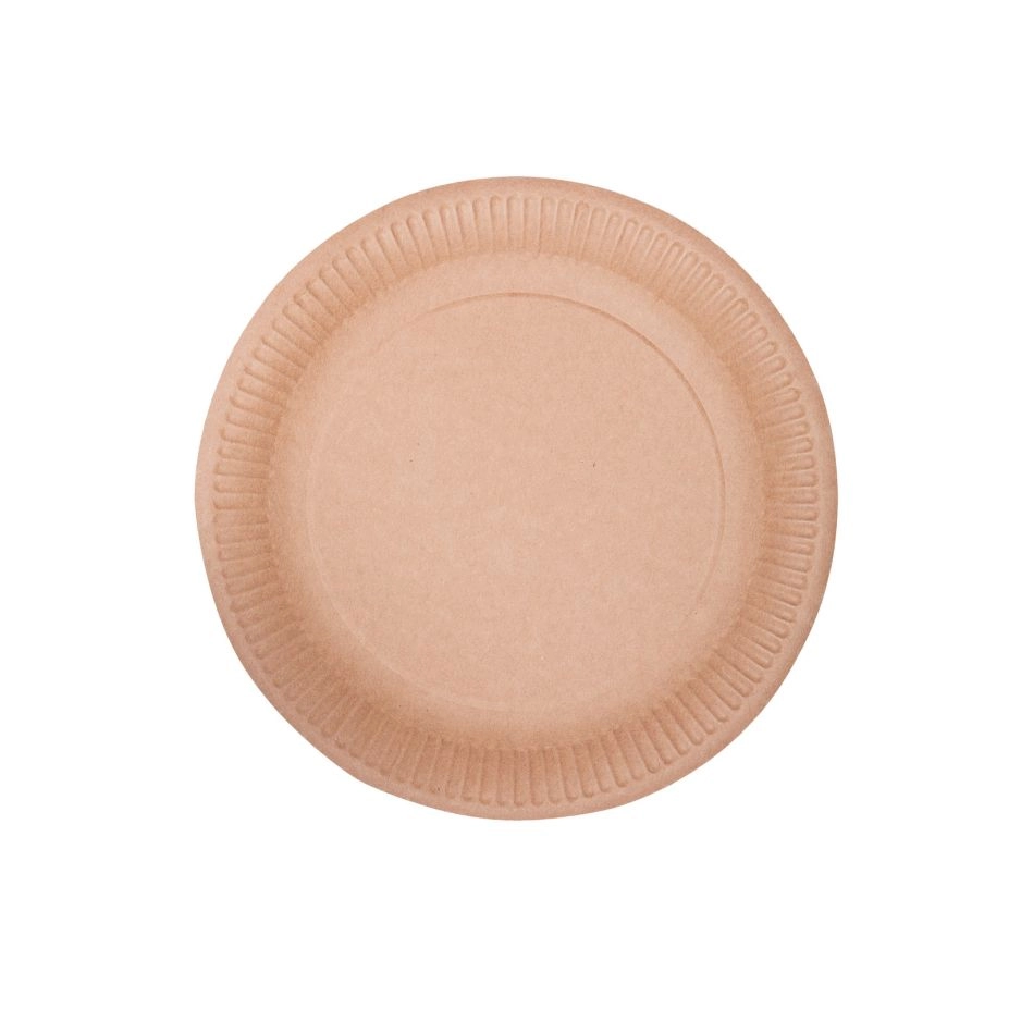 Piatti piani in cartoncino bio 23 cm -avana - Main view