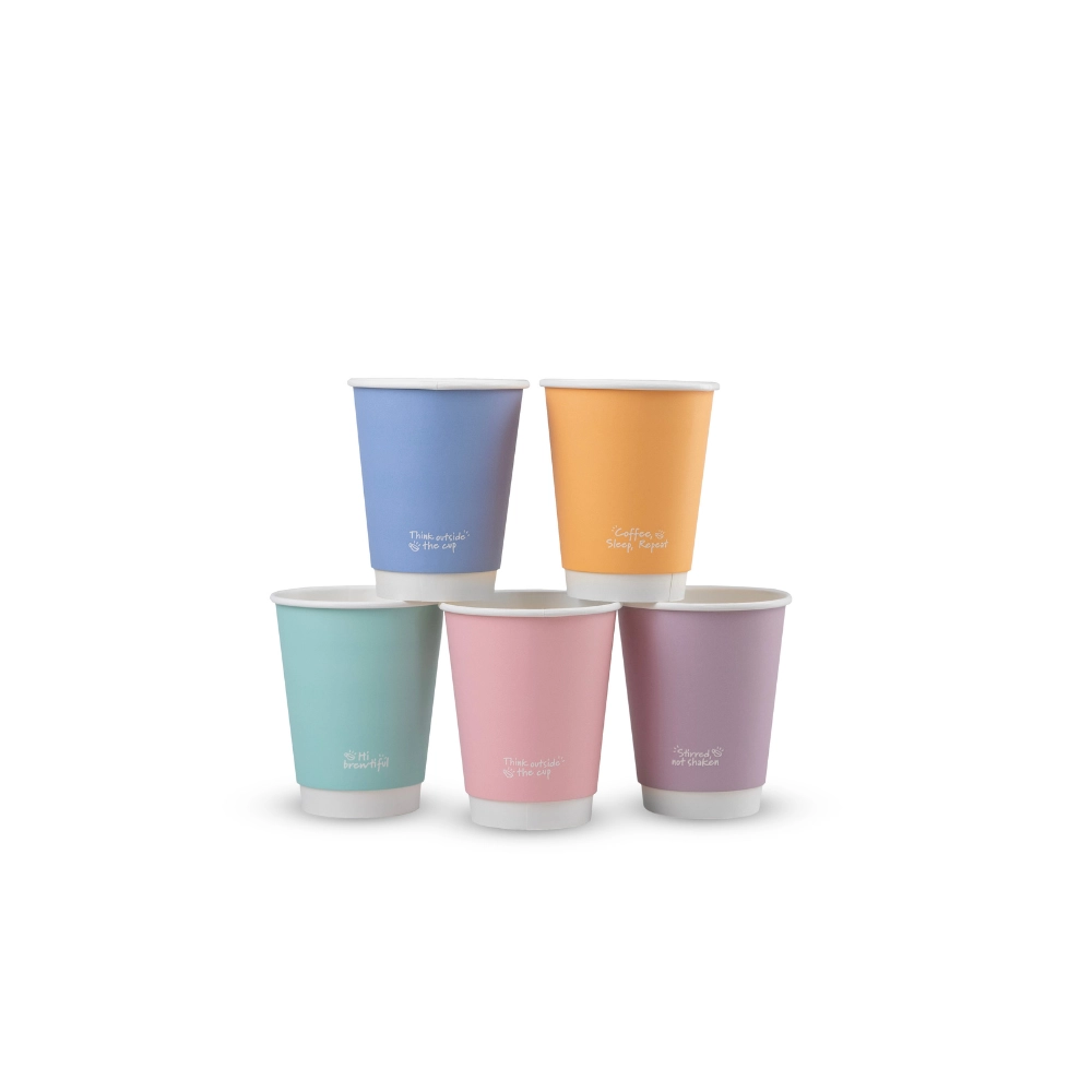 Bicchieri bio doppio strato 240ml - 8oz 'Feel Good' - D80 - colori assortiti - FINE SERIE - Main view