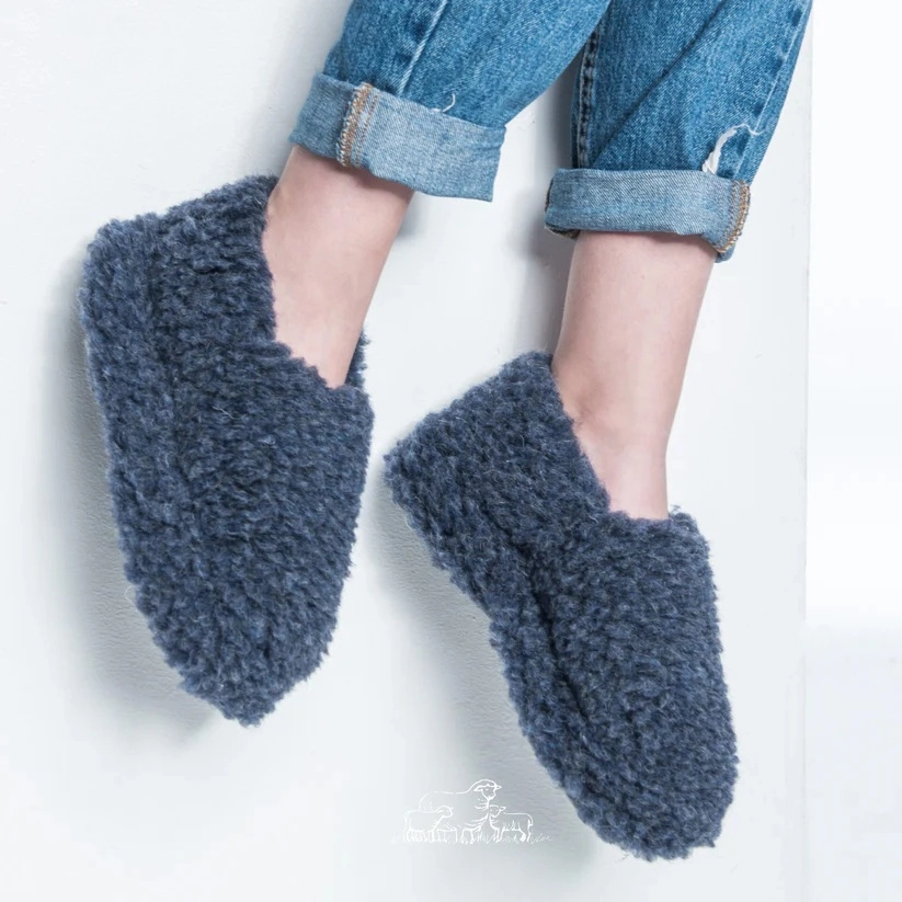Chaussons en laine mérinos – Nuage Graphite