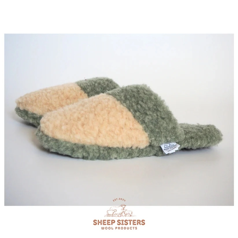 Pantofole in Lana Merino Latte e Matcha