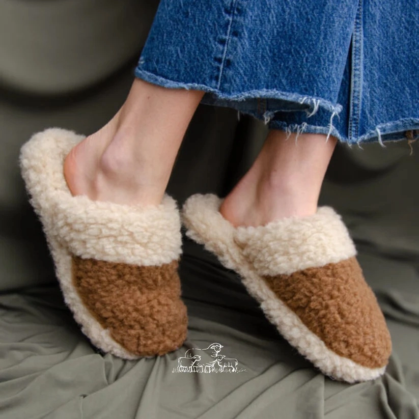 Coffee Beige Merino Wool Slippers