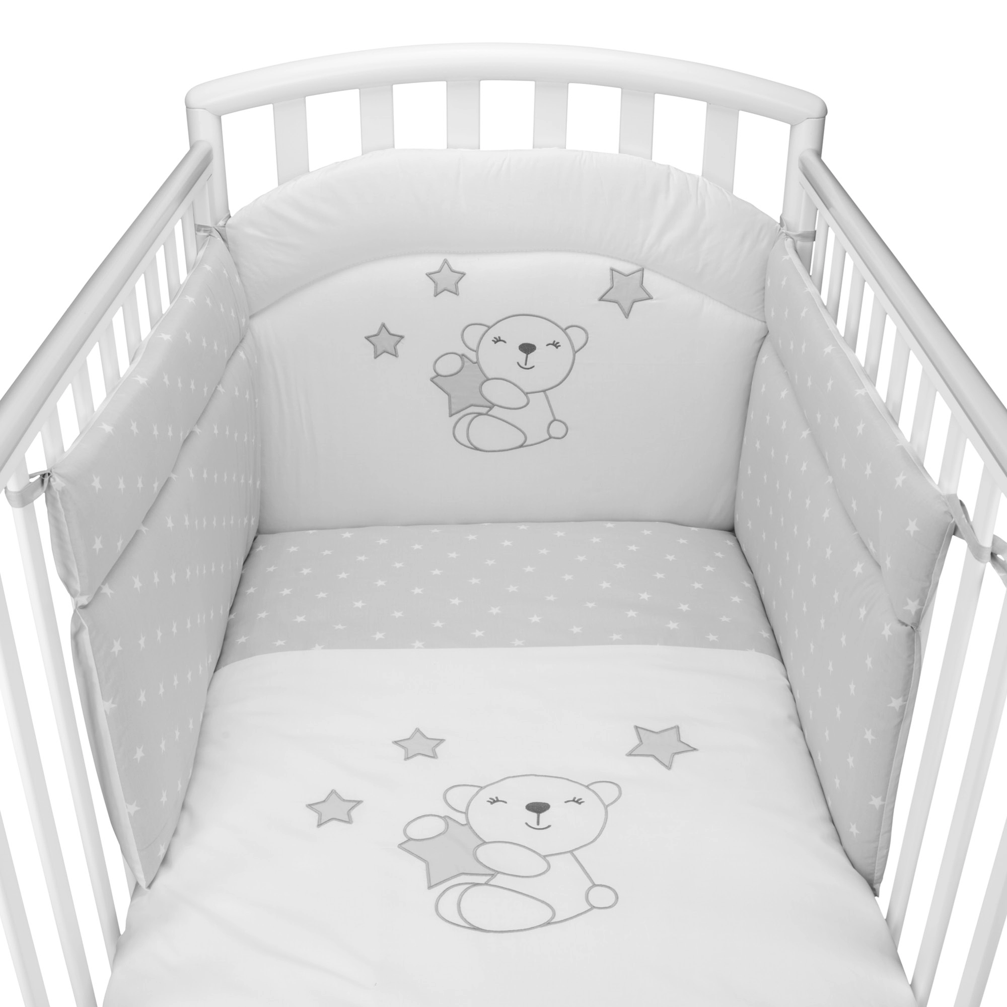 Set Piumone Lettino Ricamato con Paracolpi, Copri Piumino e Federa