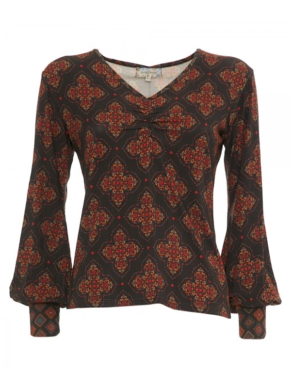 Haut casual à motif avec encolure froncée