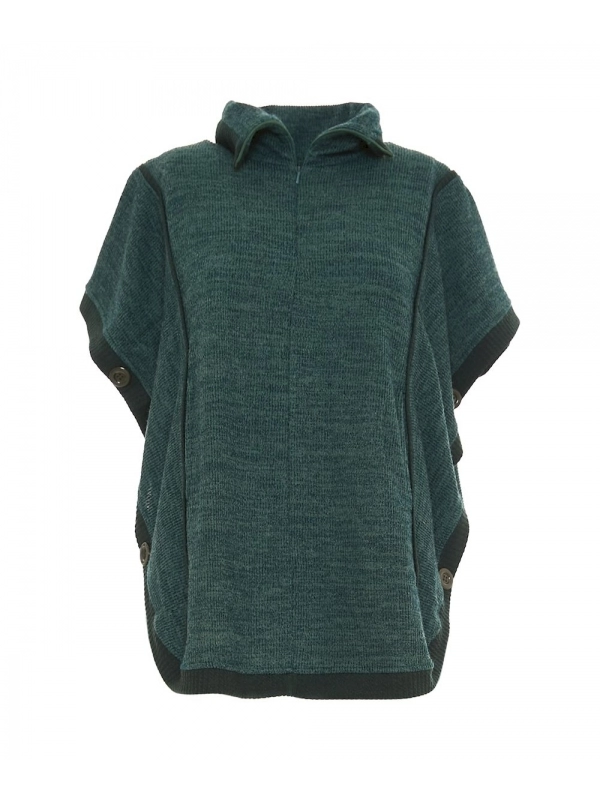 Women's Zip-Up Poncho with High Neck - Plus Size