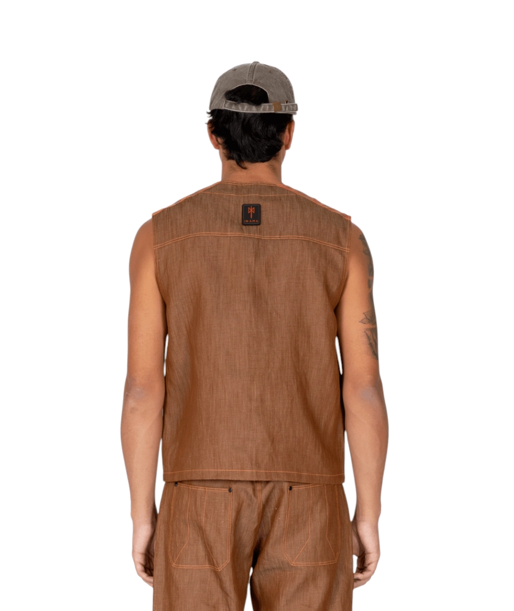 Darlyn Linen Buttoned Gilet 2