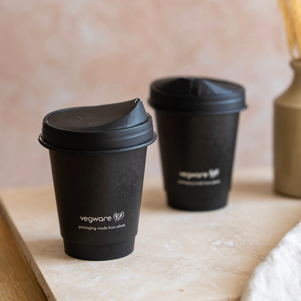 Coperchi in cartoncino NERO per bicchieri bevande calde- D80 - View1