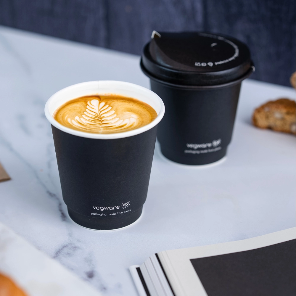 Coperchi in cartoncino NERO per bicchieri bevande calde - D90 - View1