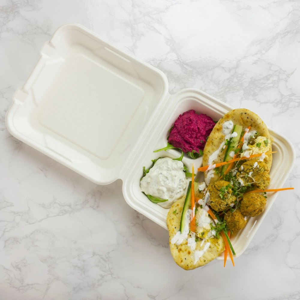 Contenitore asporto pasto con coperchio 3 scomparti - 23X23X7.5cm NO PFAS - View2
