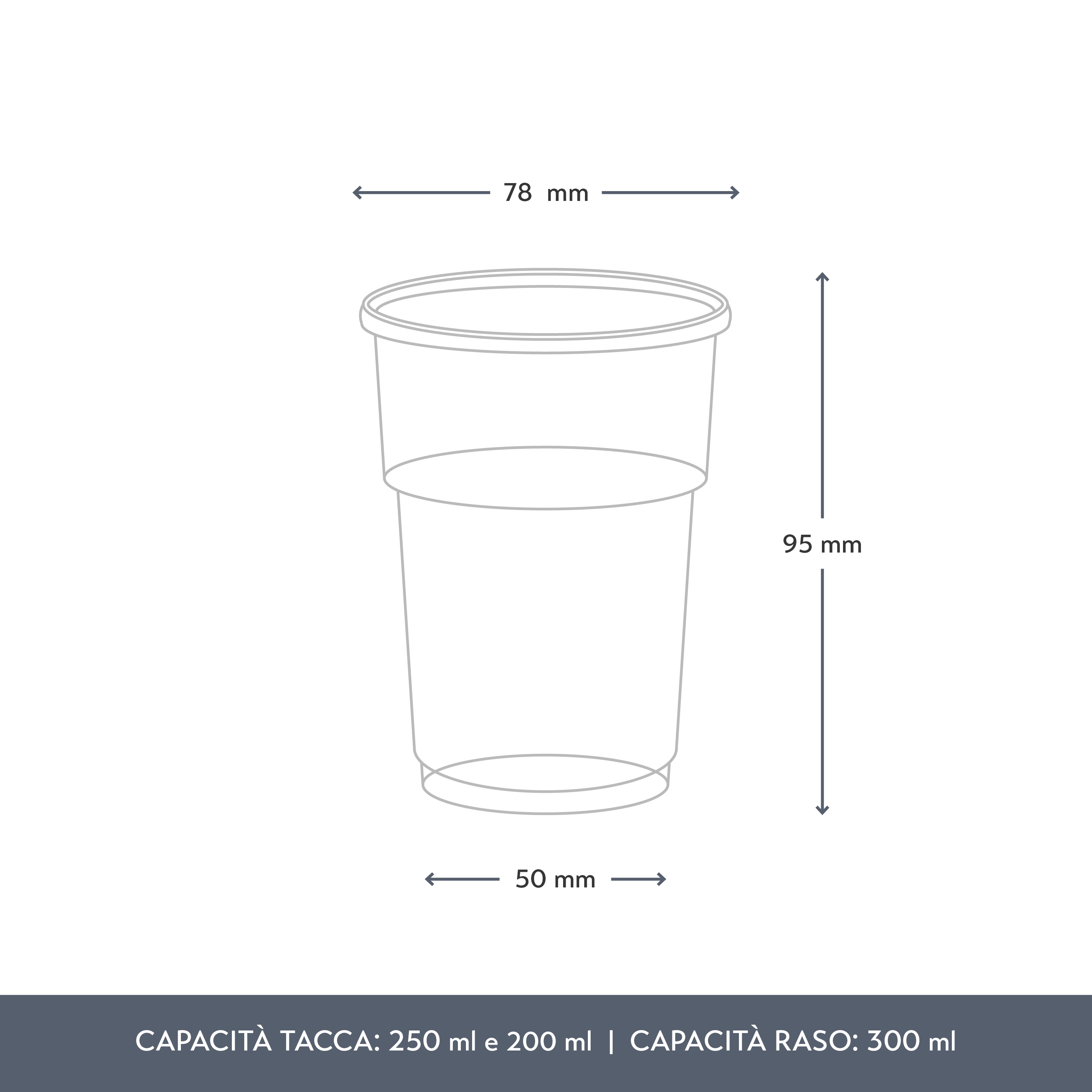Bicchieri in PLA biodegradabili, tacca CE 250ml e 200ml (raso 300ml) - View2