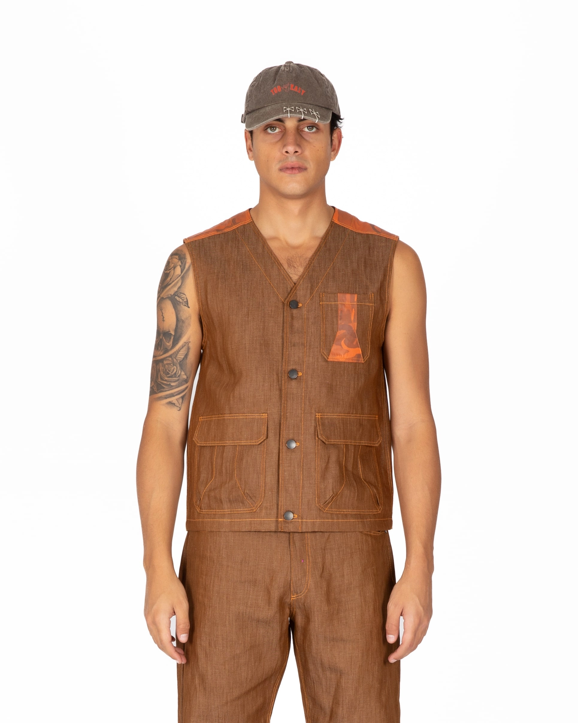 Darlyn Linen Buttoned Gilet 