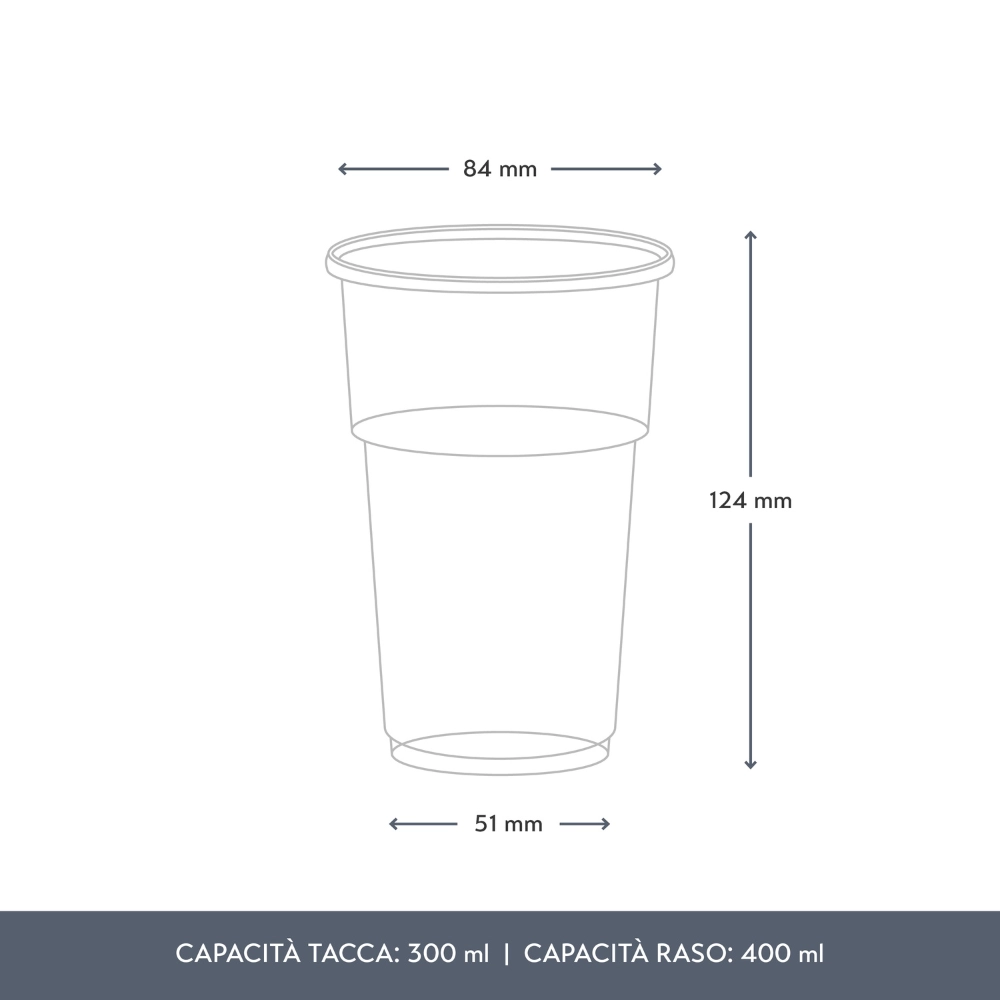 Bicchieri biodegradabili in PLA, tacca CE a 300ml (400ml raso)-D84 - View2