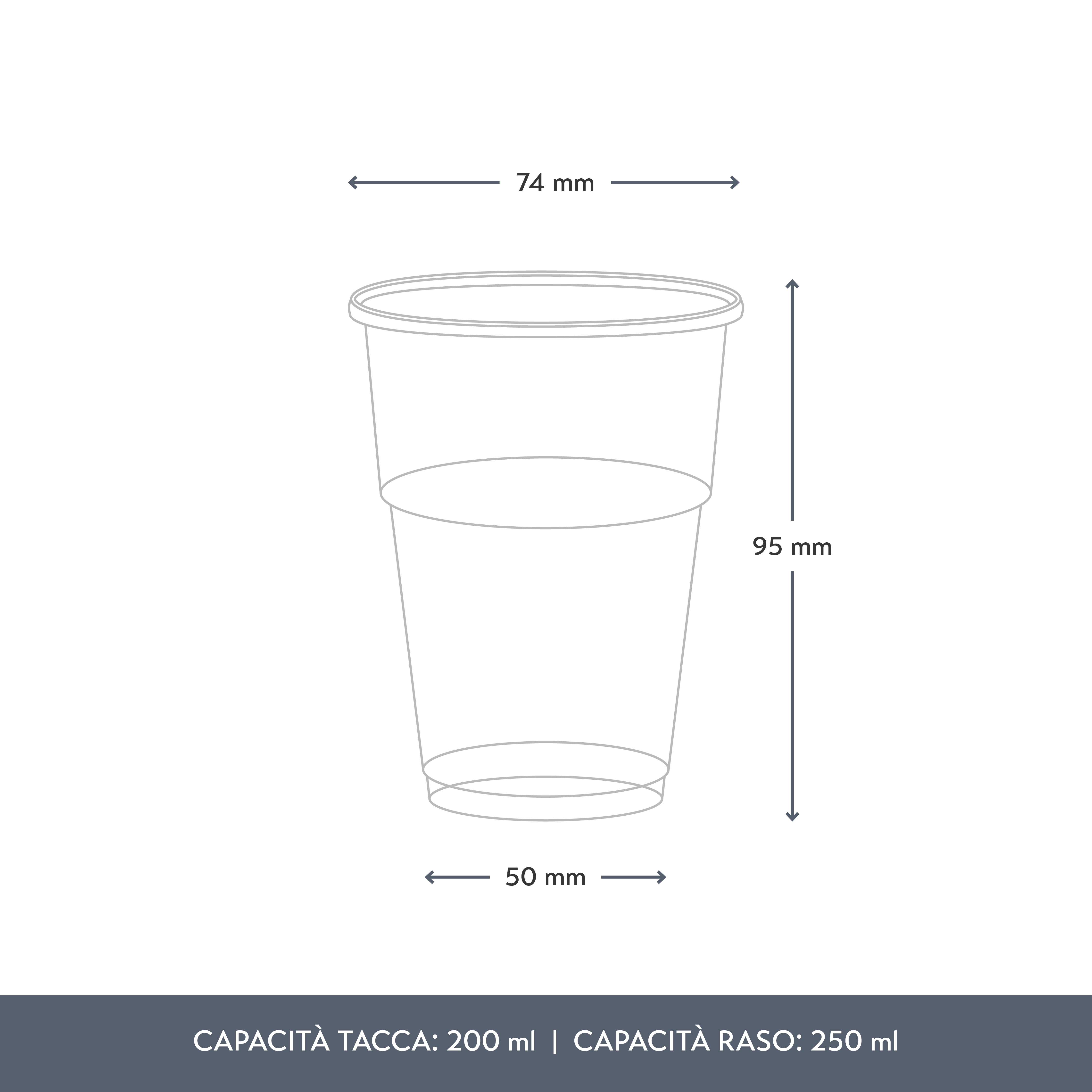Bicchieri in PLA biodegradabili, tacca CE a 200ml (250ml raso) -D74 - PROMO - View2