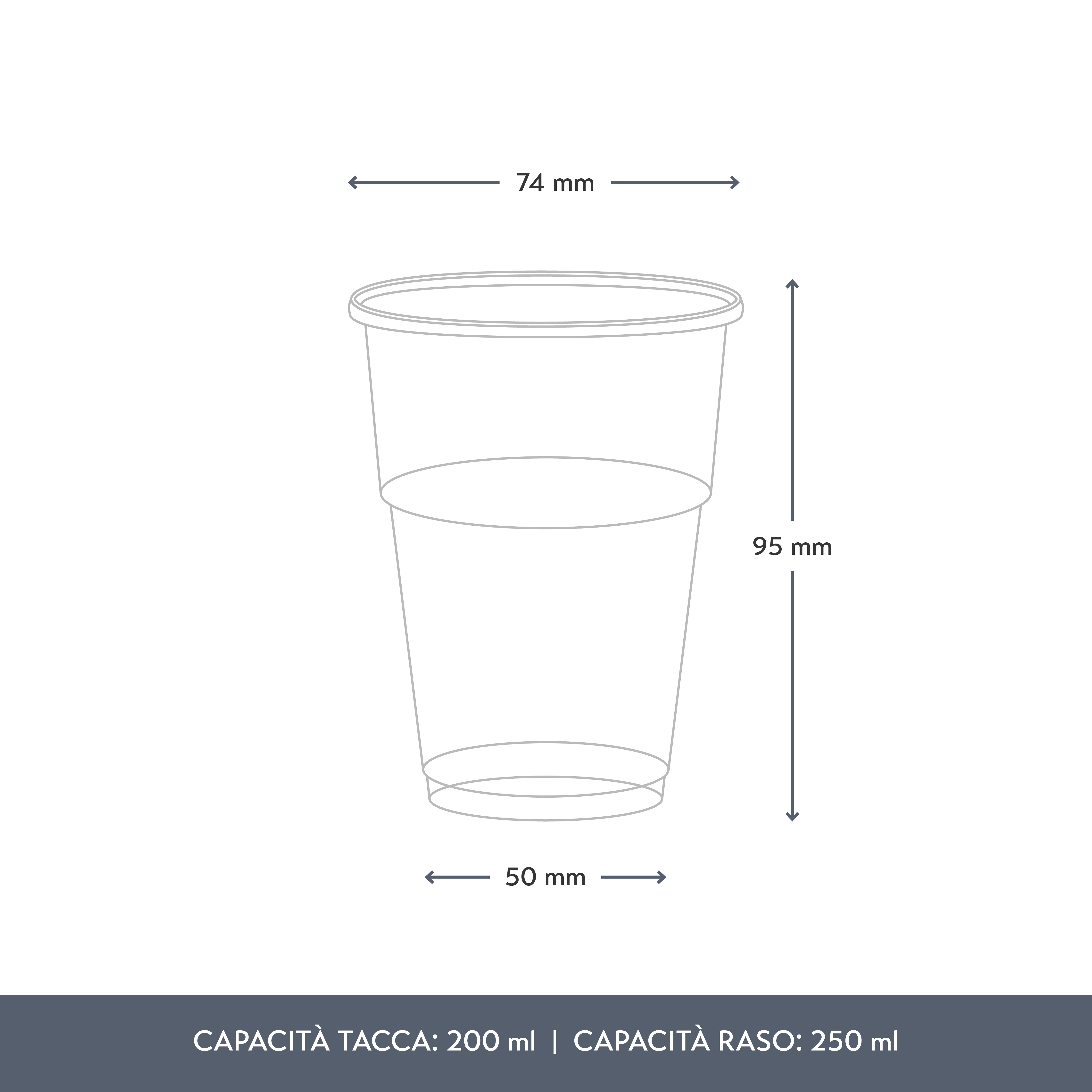 Bicchieri in PLA biodegradabili, tacca CE a 200ml (250ml raso) -D74 - View2