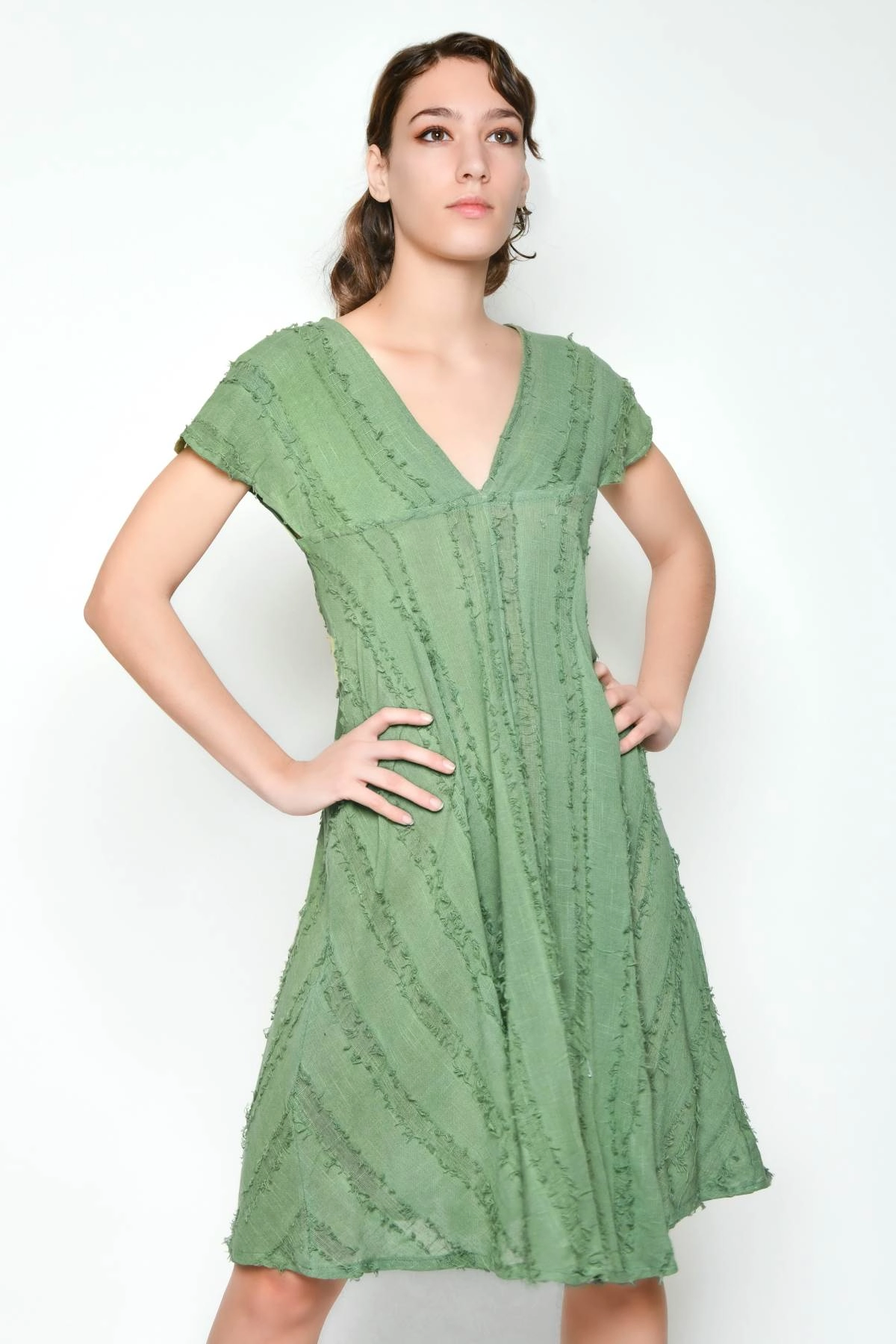 Abito Estivo donna casual in cotone verde