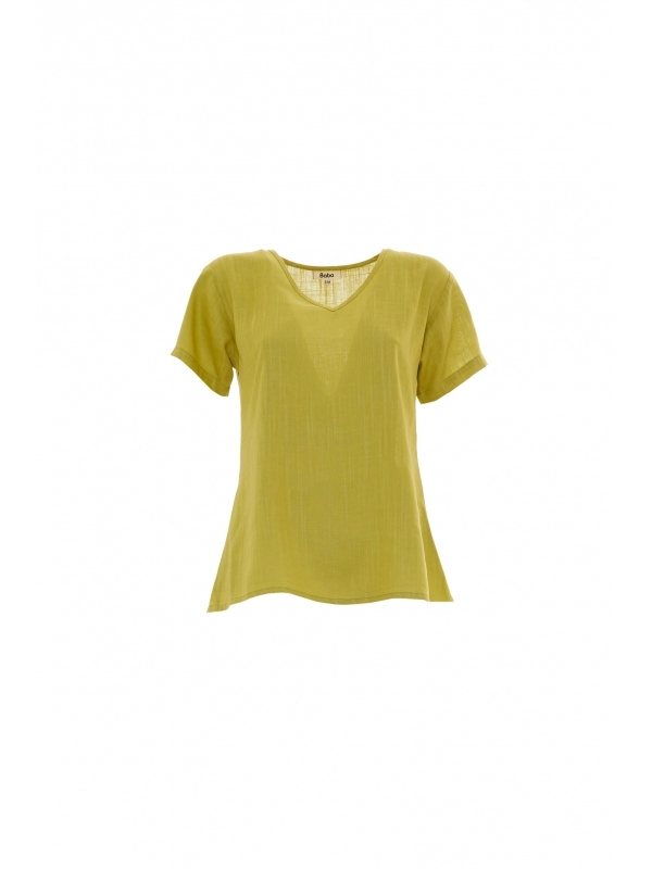 Blusa verde lino/cotone